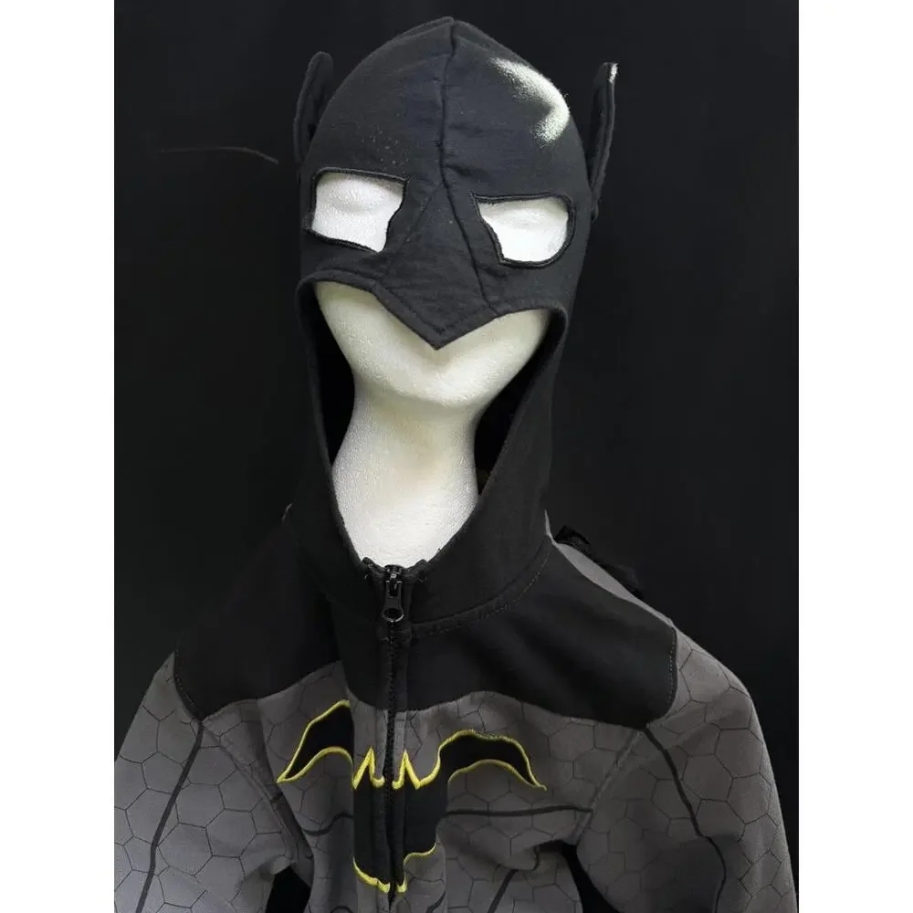 Batman Hoodie Youth XL Gray Black Full Zip‎ Costume Cape Mask DC Comics Logo